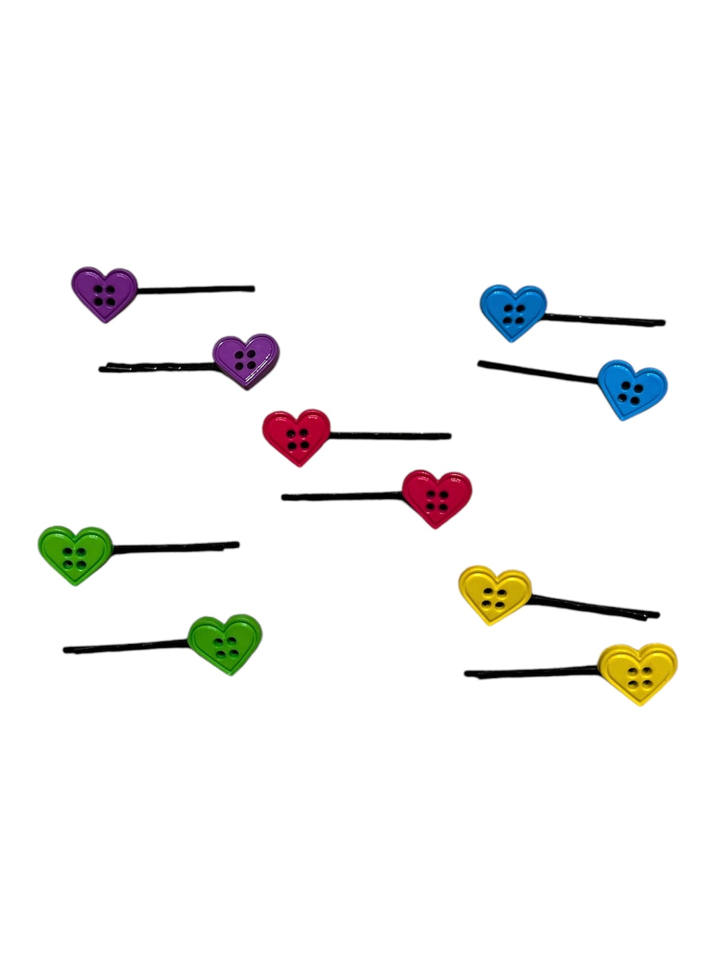 Heart button hair grips