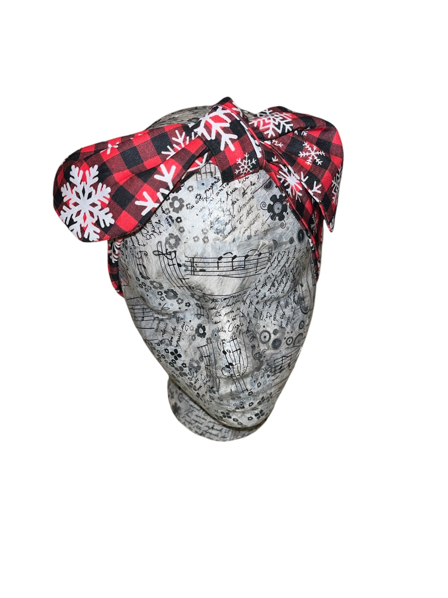 Red and black gingham snowflake headband.