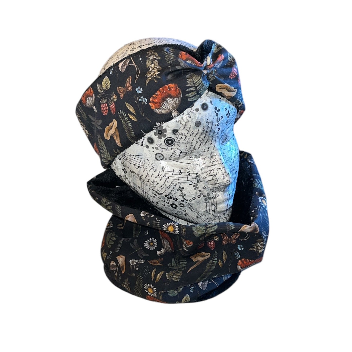 Autumn mushy with black fleece lining Headwarmer