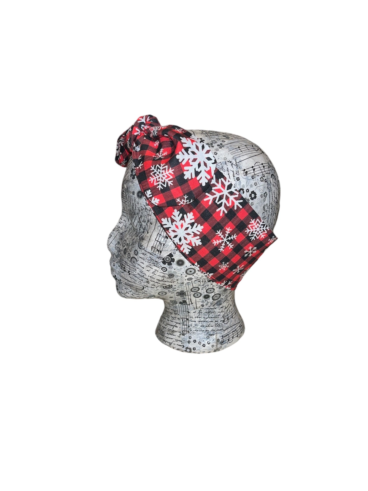 Red and black gingham snowflake headband.
