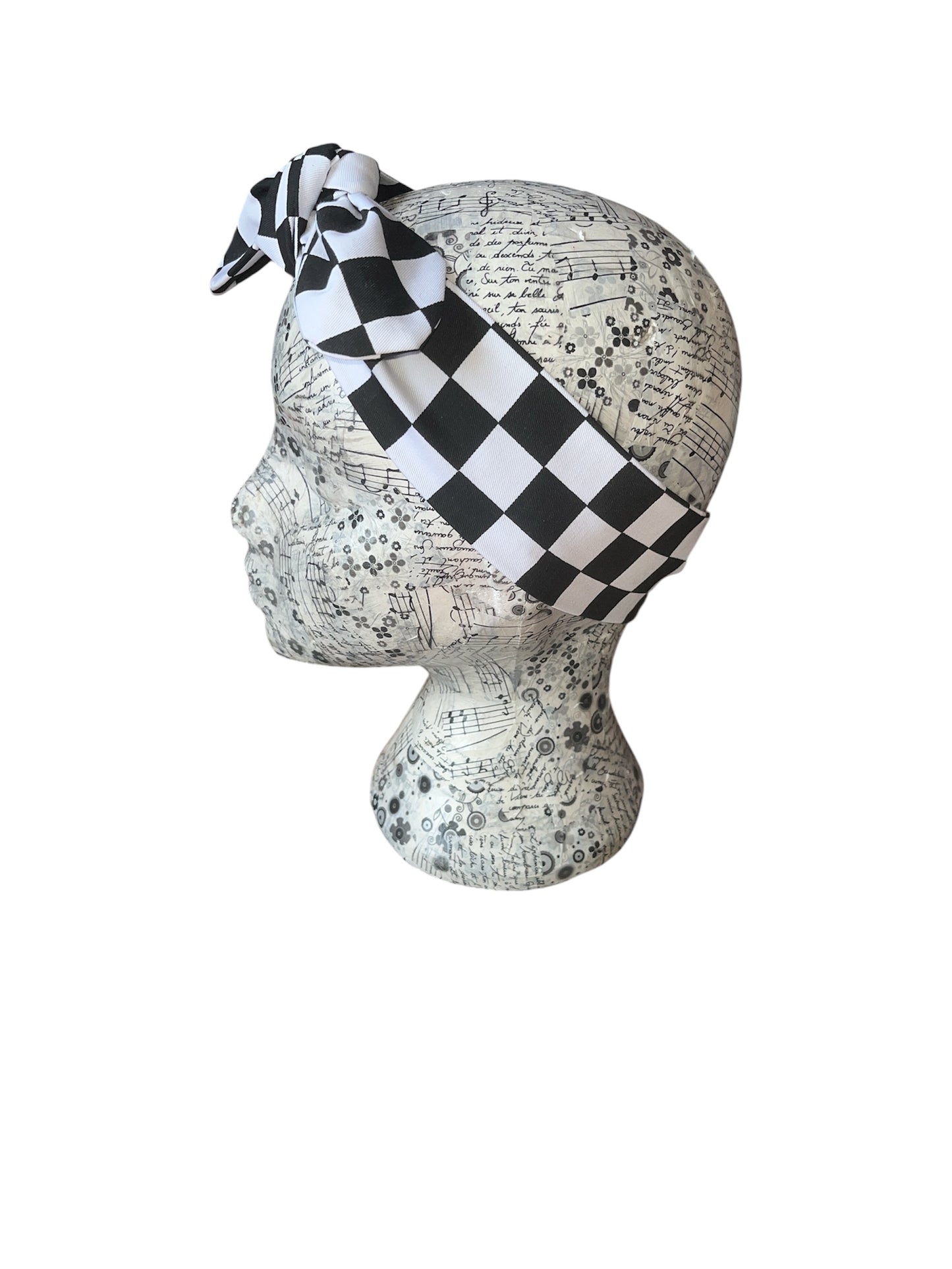 Black and white checkerboard headband