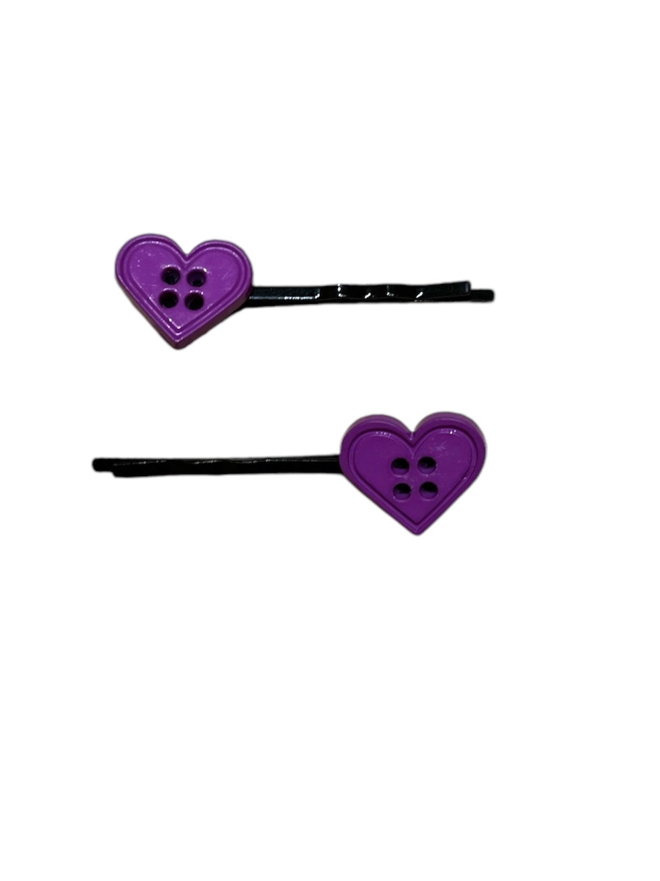 Heart button hair grips