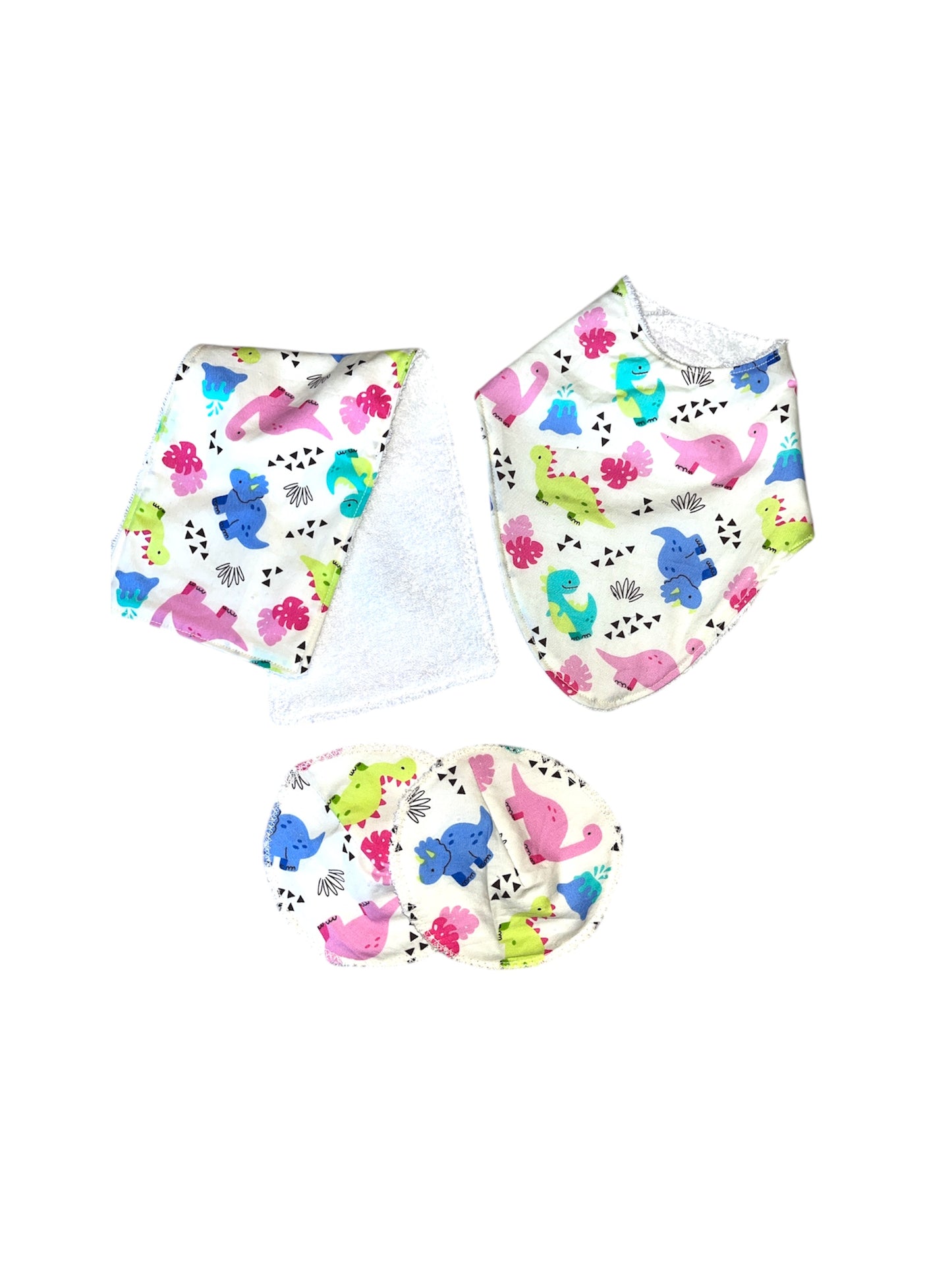 Cute dinosaur towelling backed reusable baby set