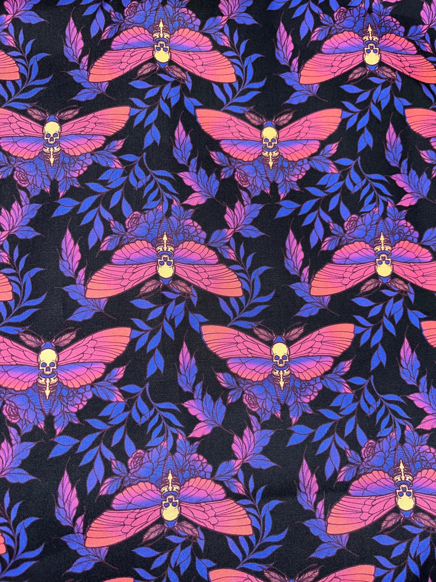 Purple and pink death moth scrunchies