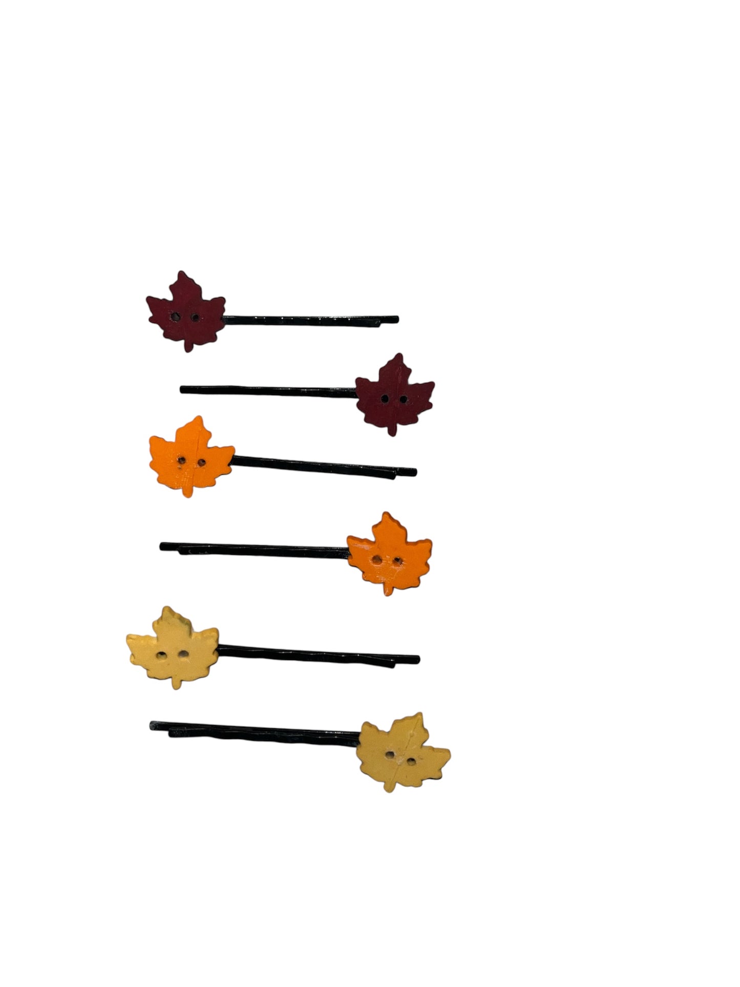 Autumn leaf button hair grips