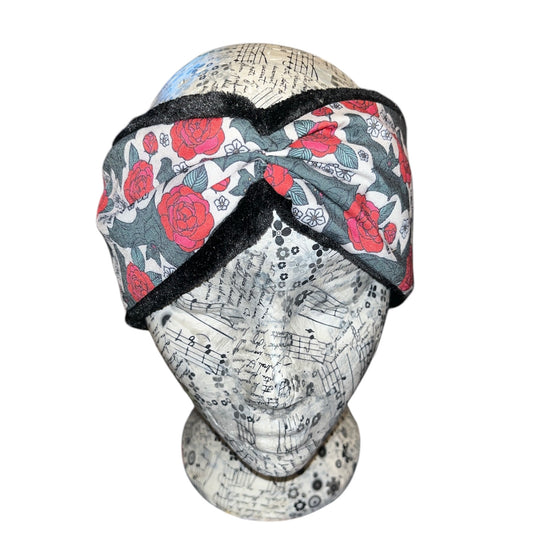 Bat and rose fleece lined Headwarmer