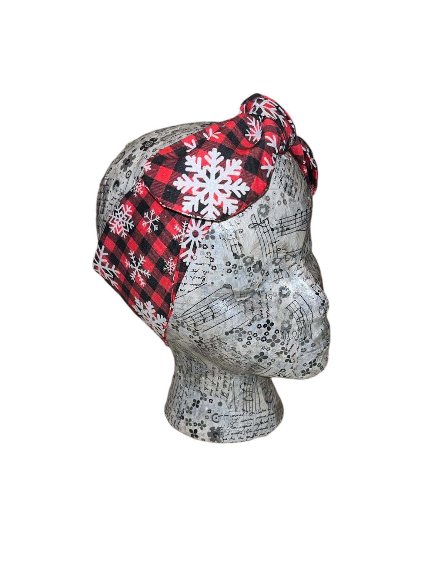 Red and black gingham snowflake headband.