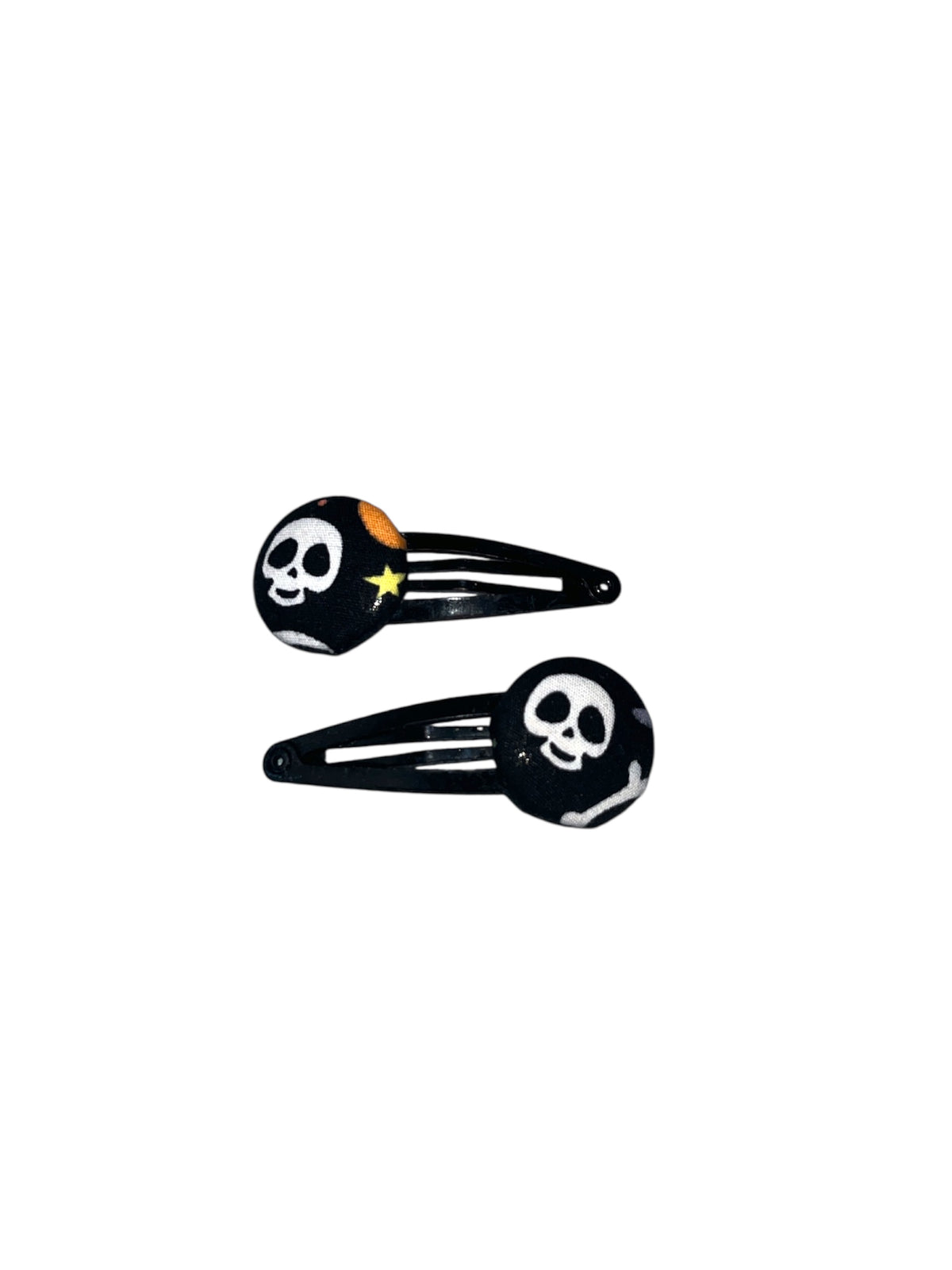 Fabric button hair clips (black)