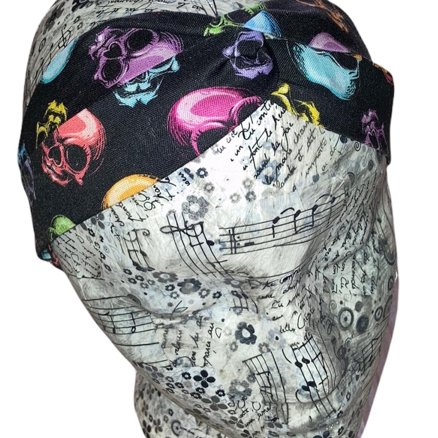 Elasticated headband multi skulls