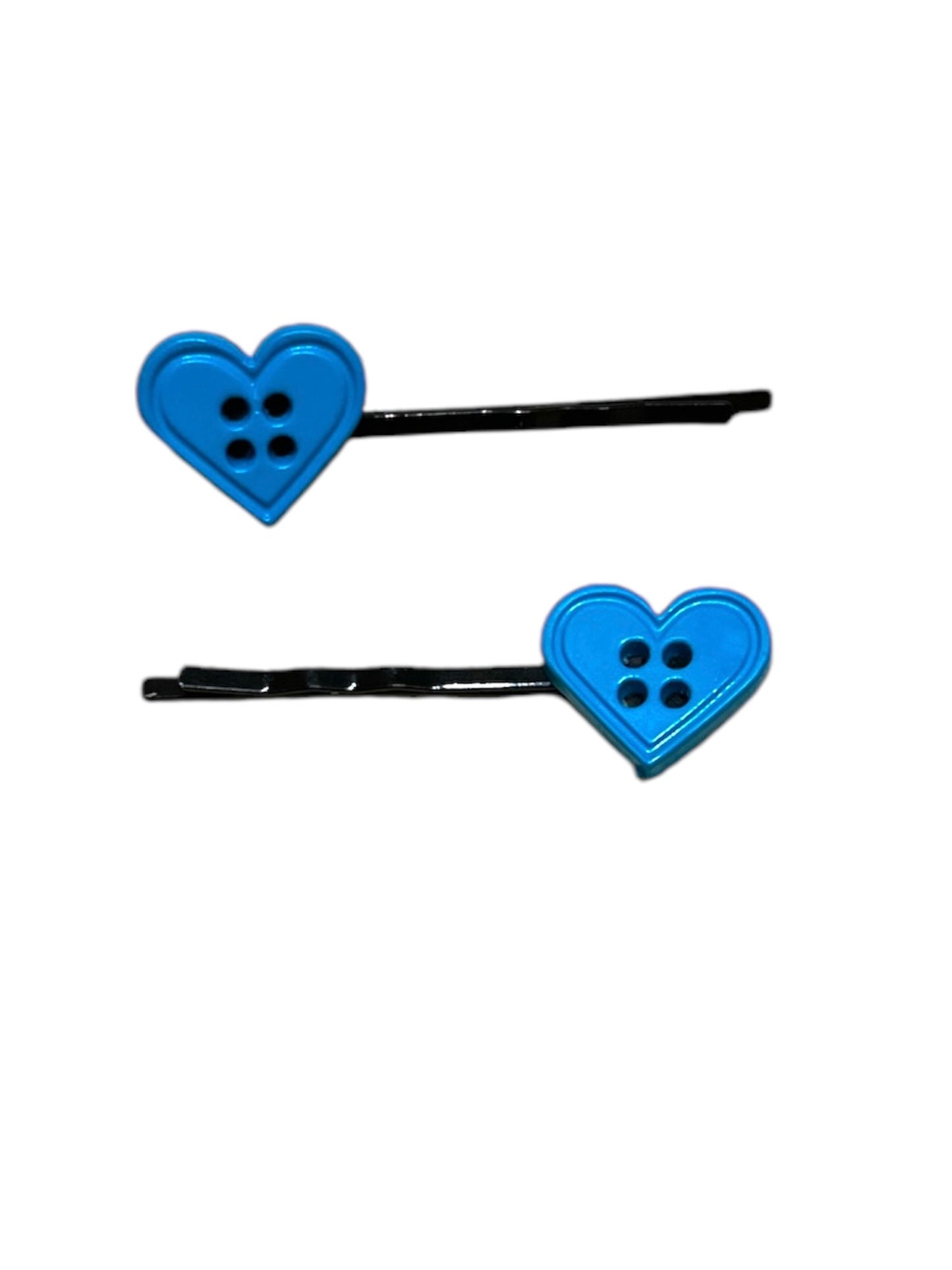 Heart button hair grips