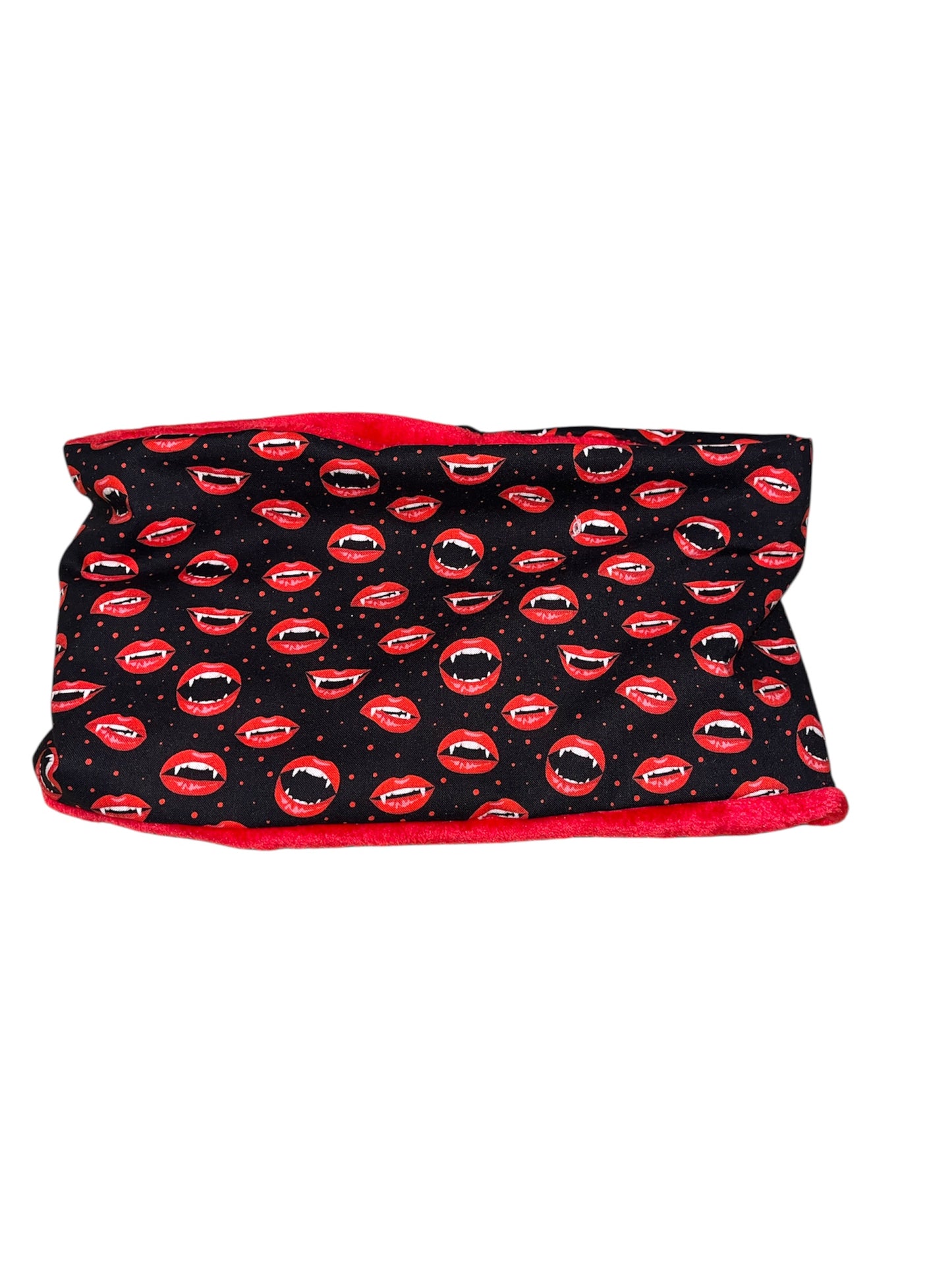 Vampire fang red fleece lined snood