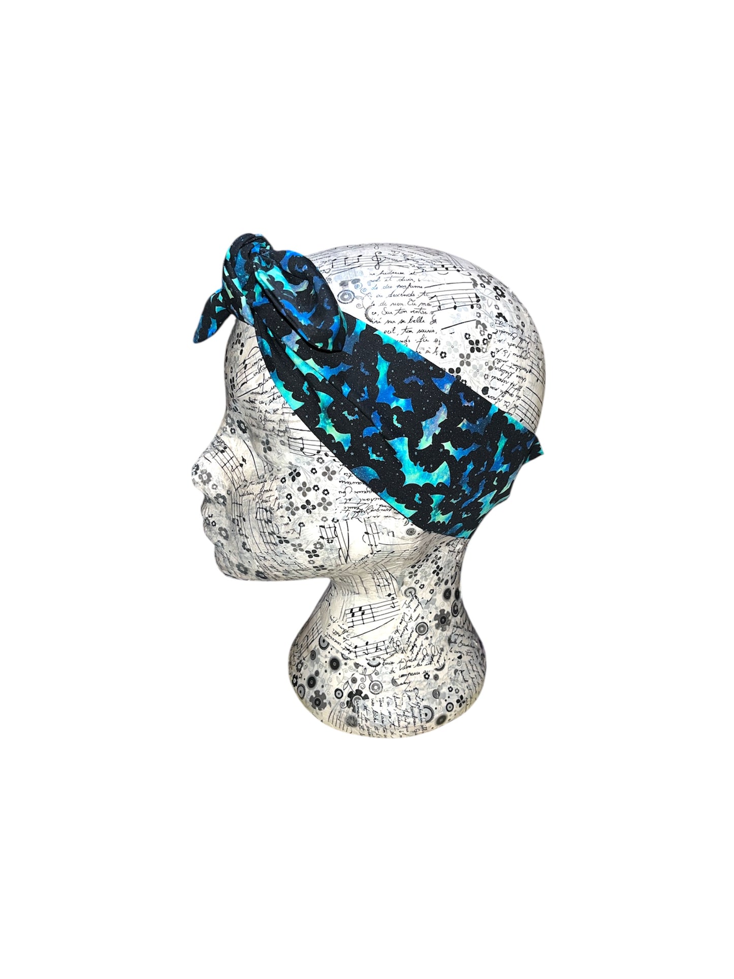 Blue bats self tie/ wired headband