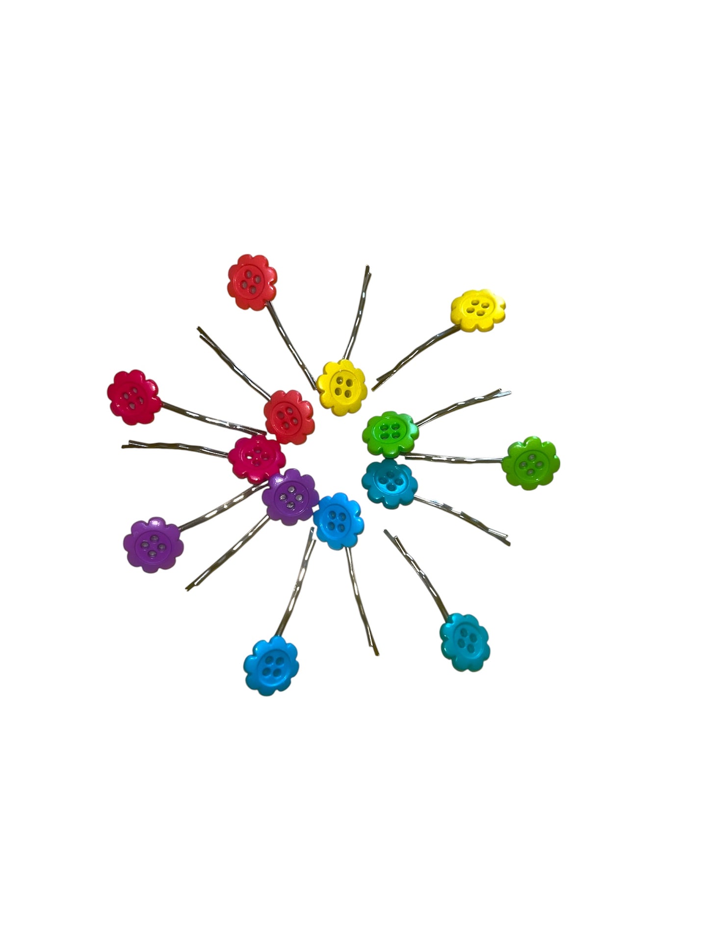 Flower button hair grips