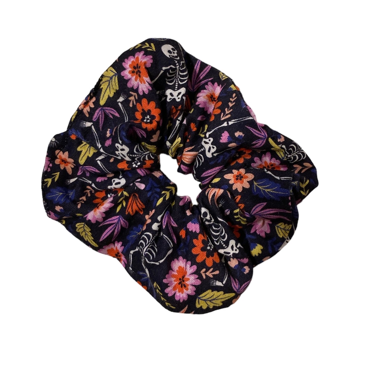 Autumn floral skeleton pattern cotton scrunchies