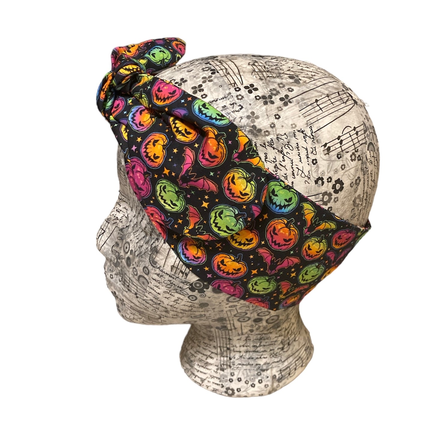 Neon pumpkin and bat headband