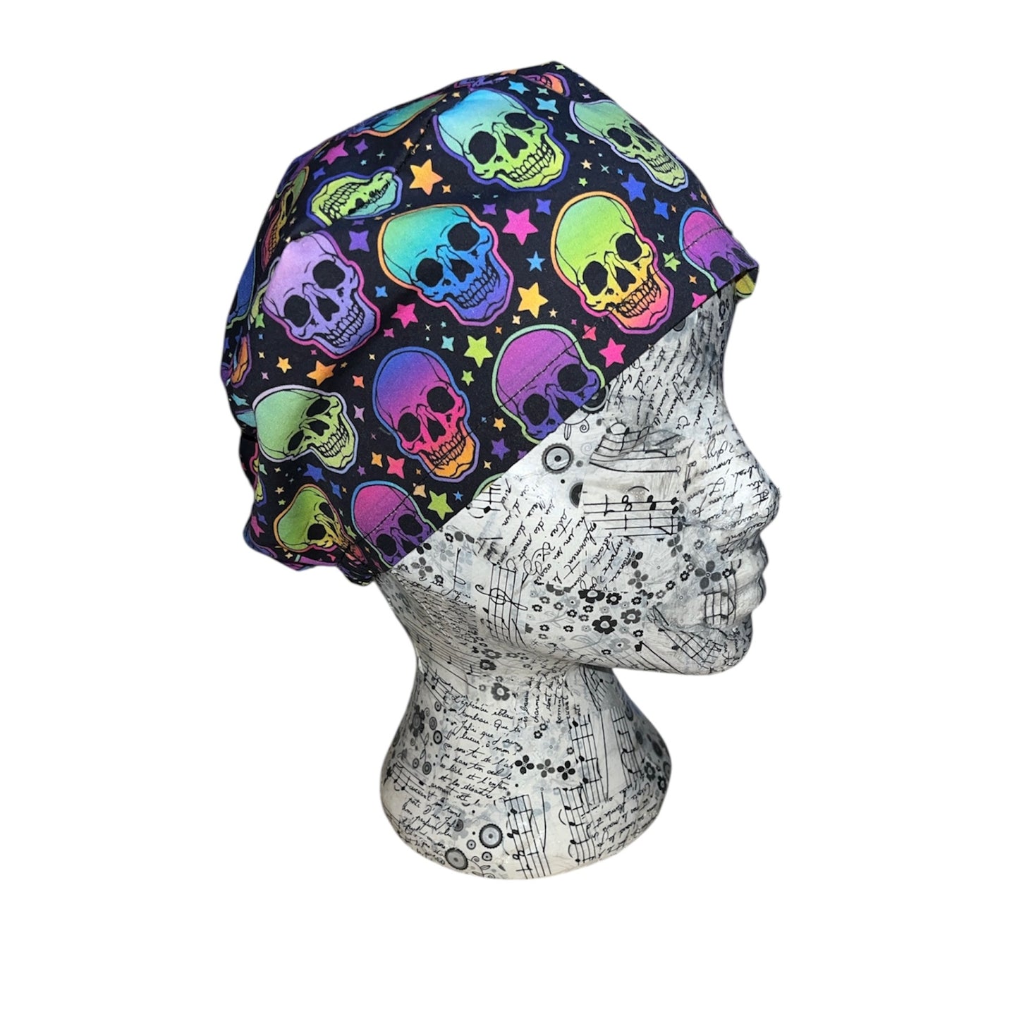 Rainbow skull scrub cap