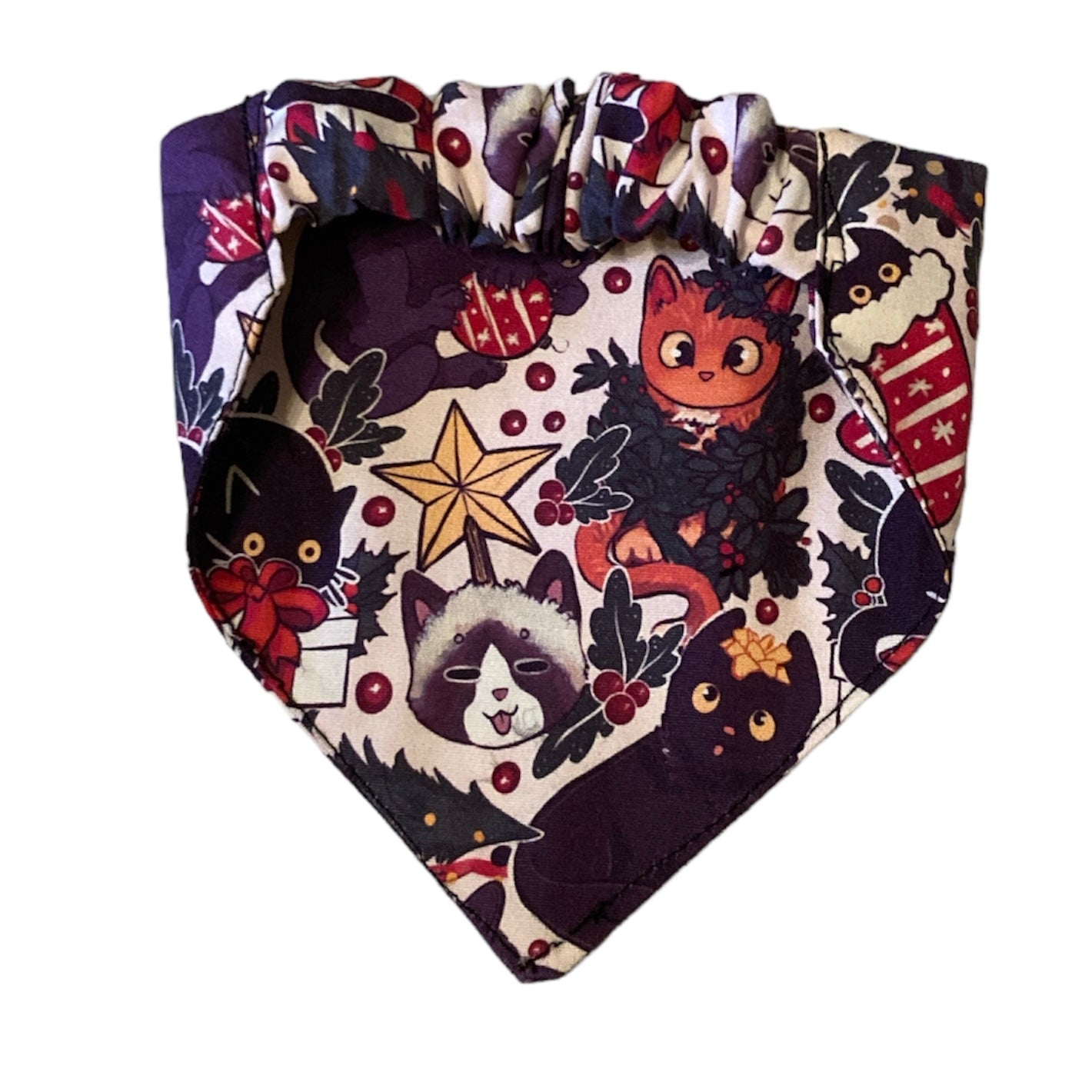 Festive Christmas cat elasticated bandana