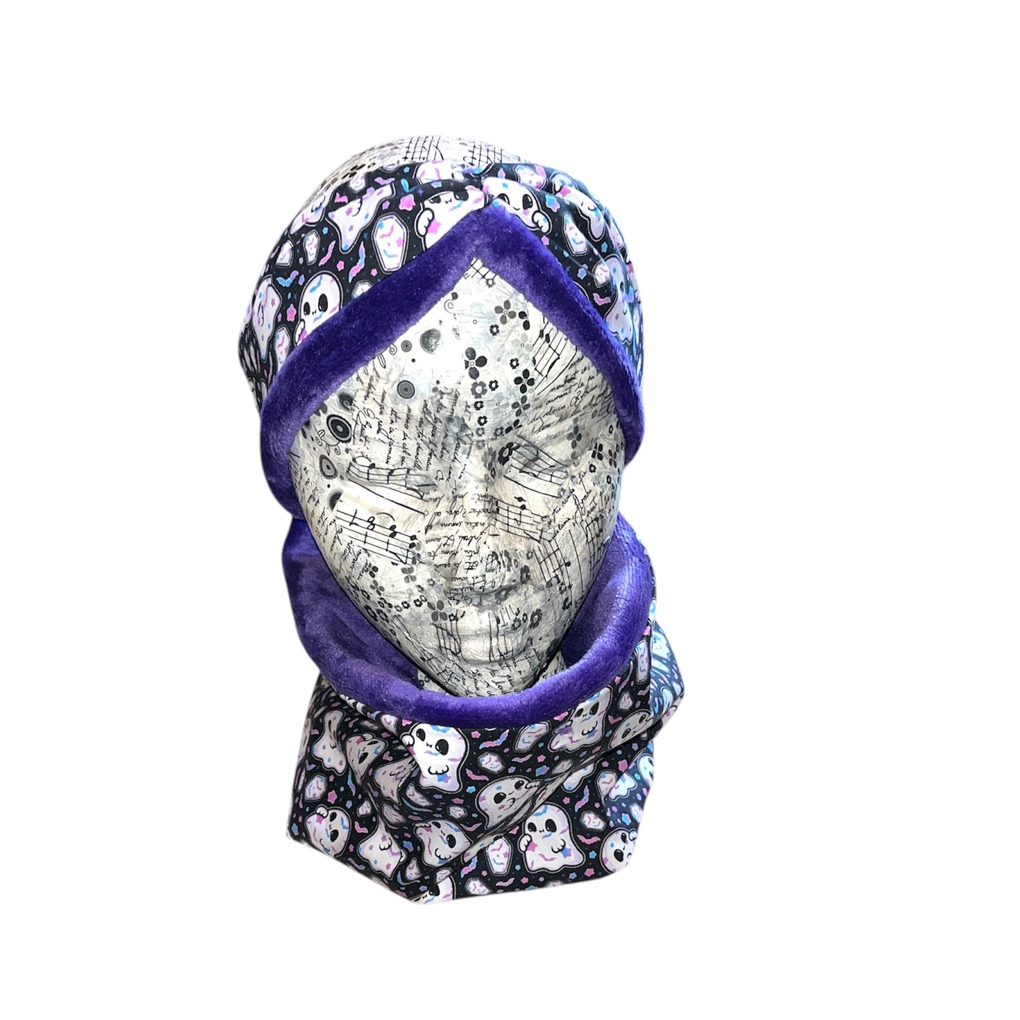 Cute ghostie purple fleece lined snood
