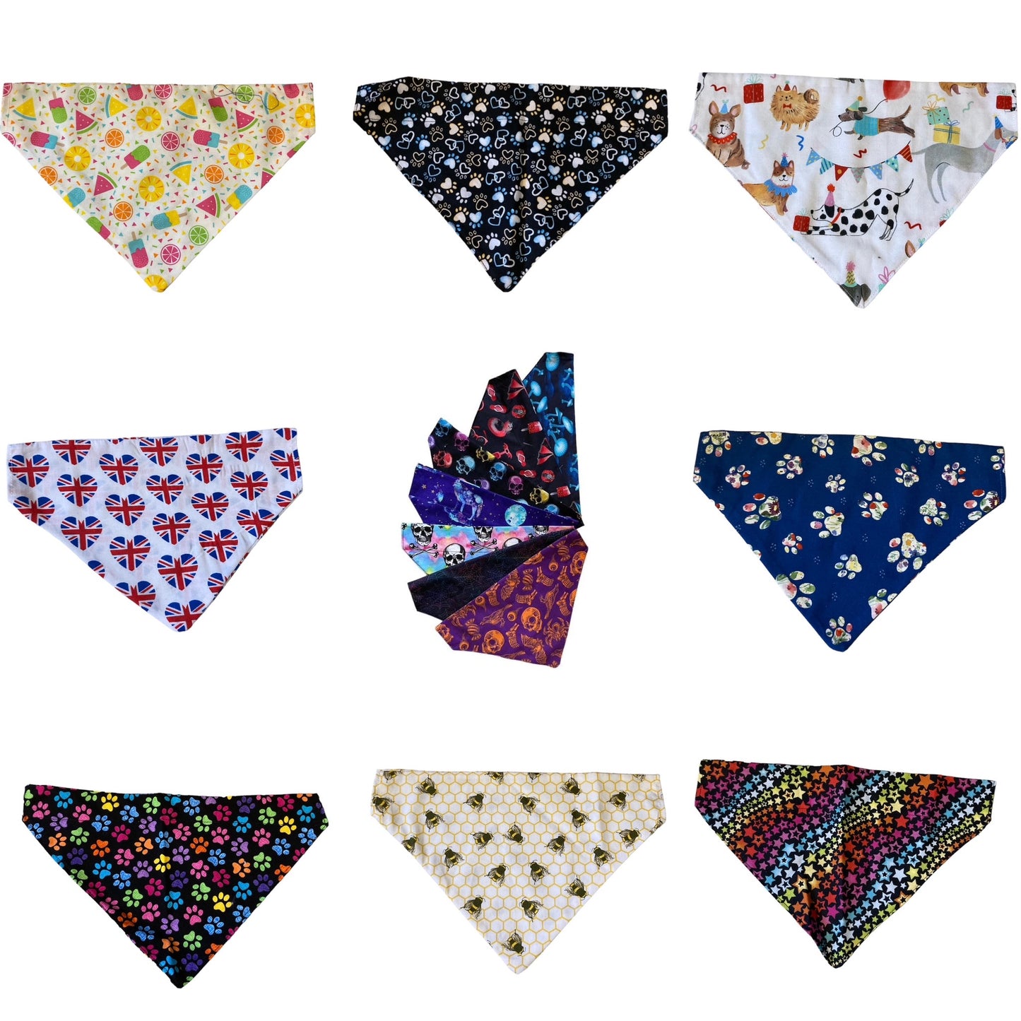 10 mixed fabric Dog bandanas