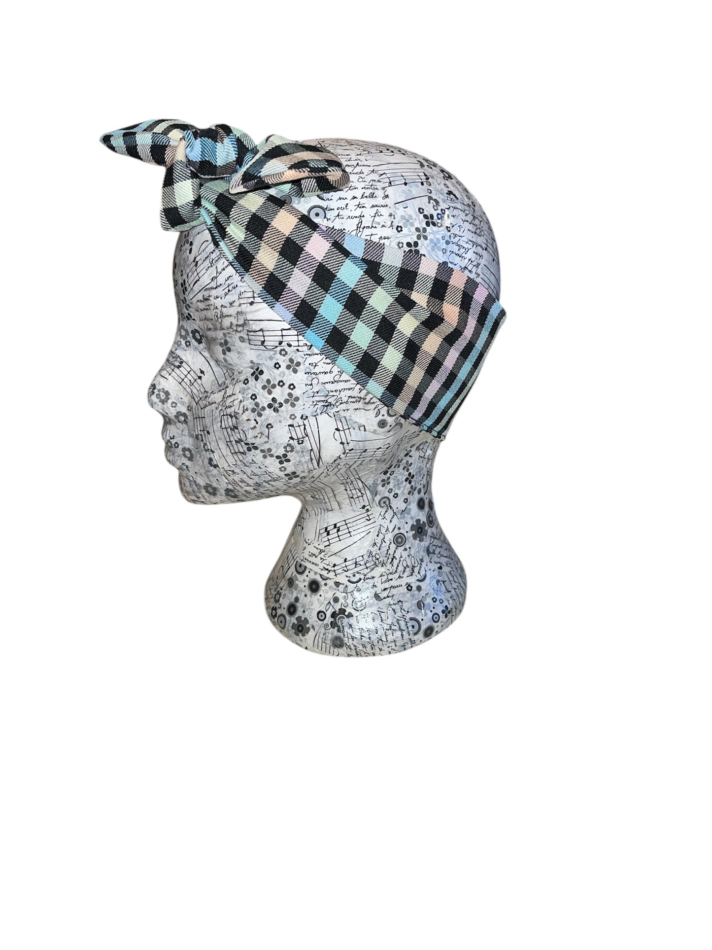 Rainbow pastel gingham headband