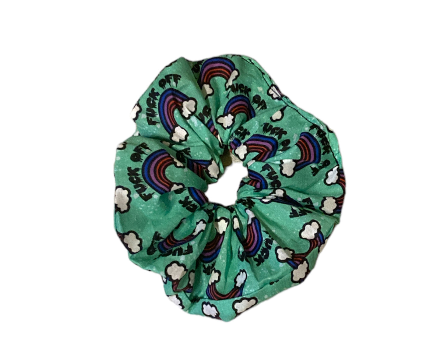 Fuck off rainbow sweary scrunchies