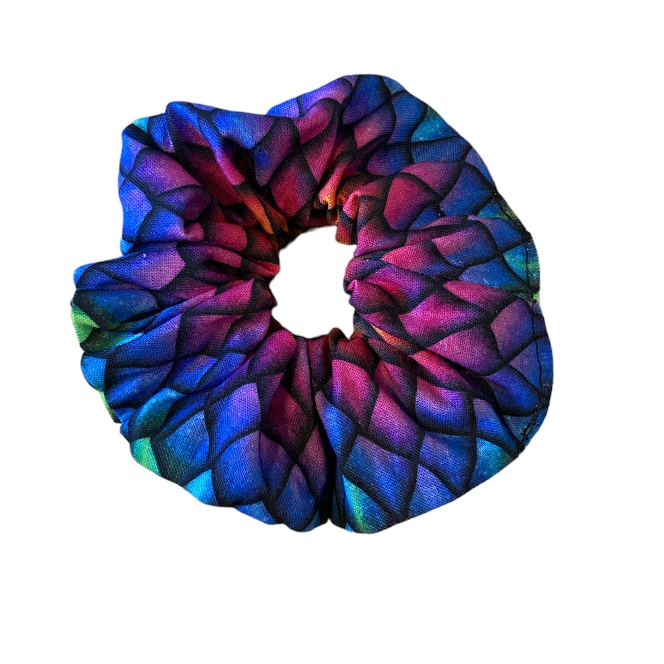 Rainbow dragon scale Scrunchie
