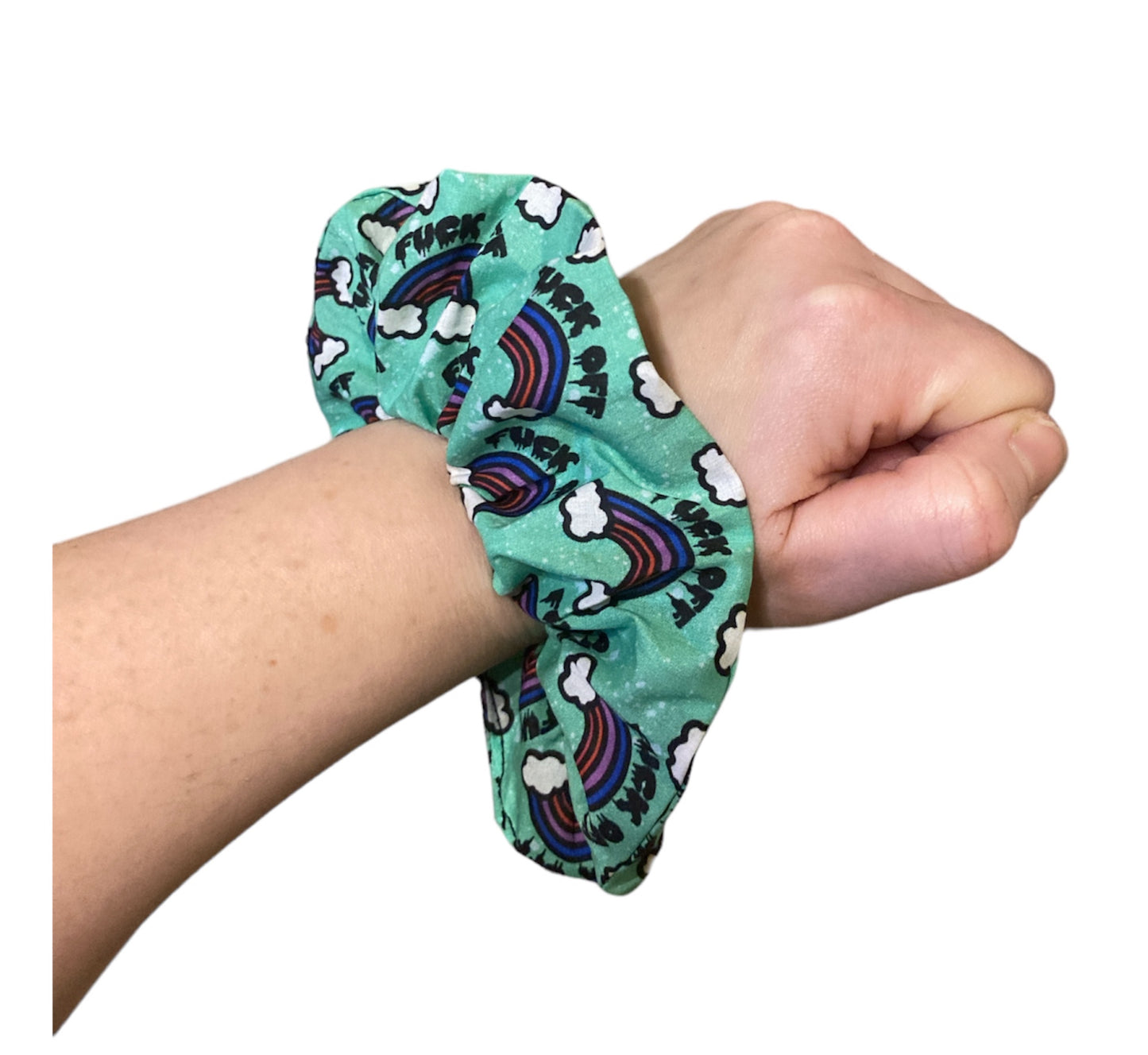 F*ck off rainbow sweary scrunchies
