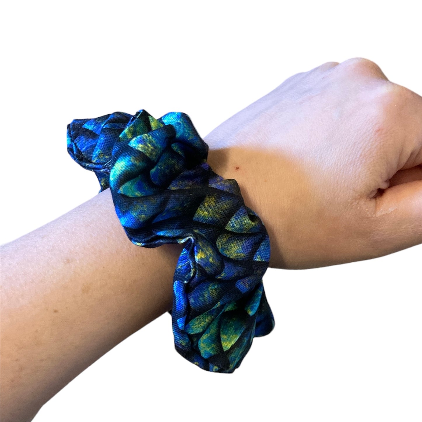 Blue dragon scales scrunchie