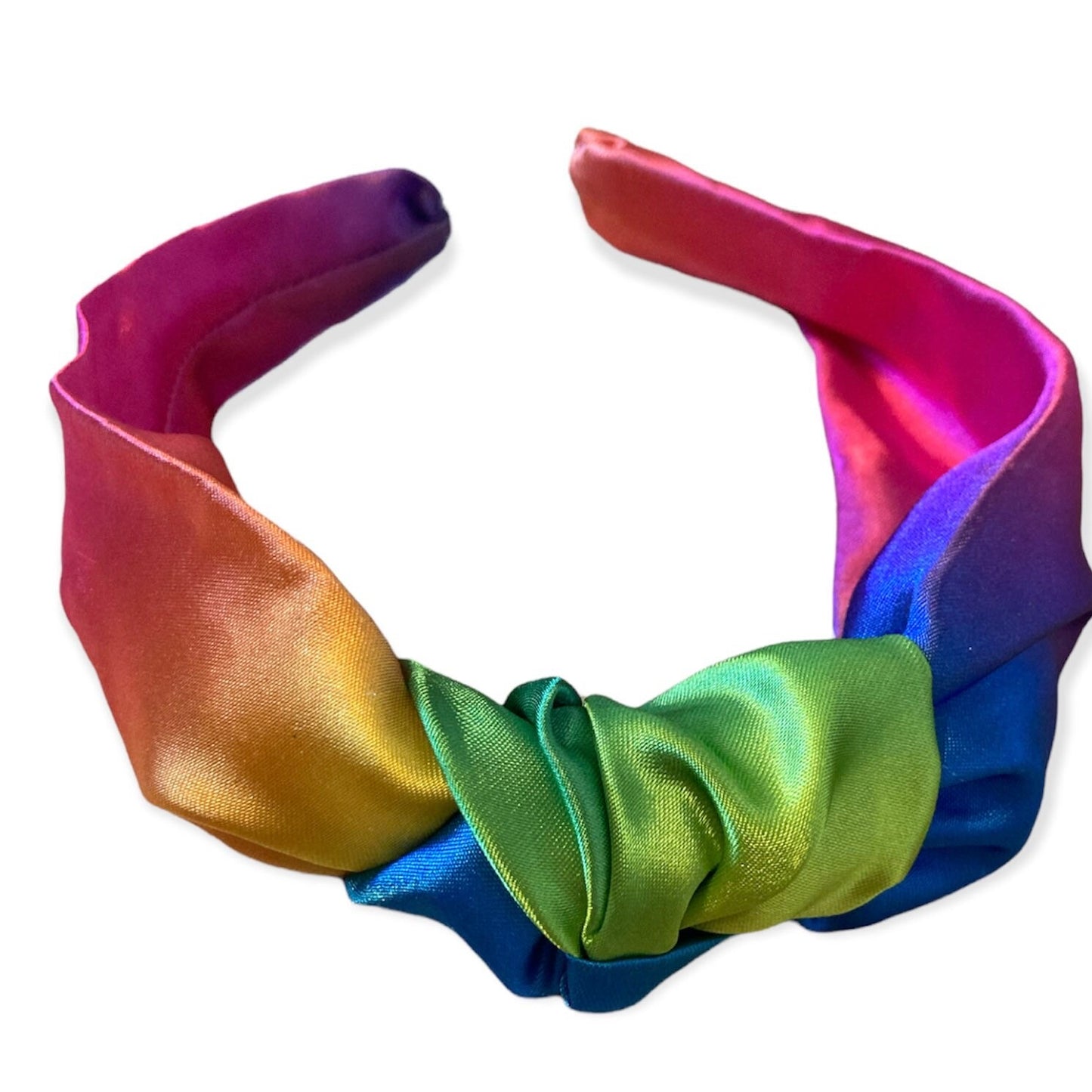 Rainbow satin knotted Alice band