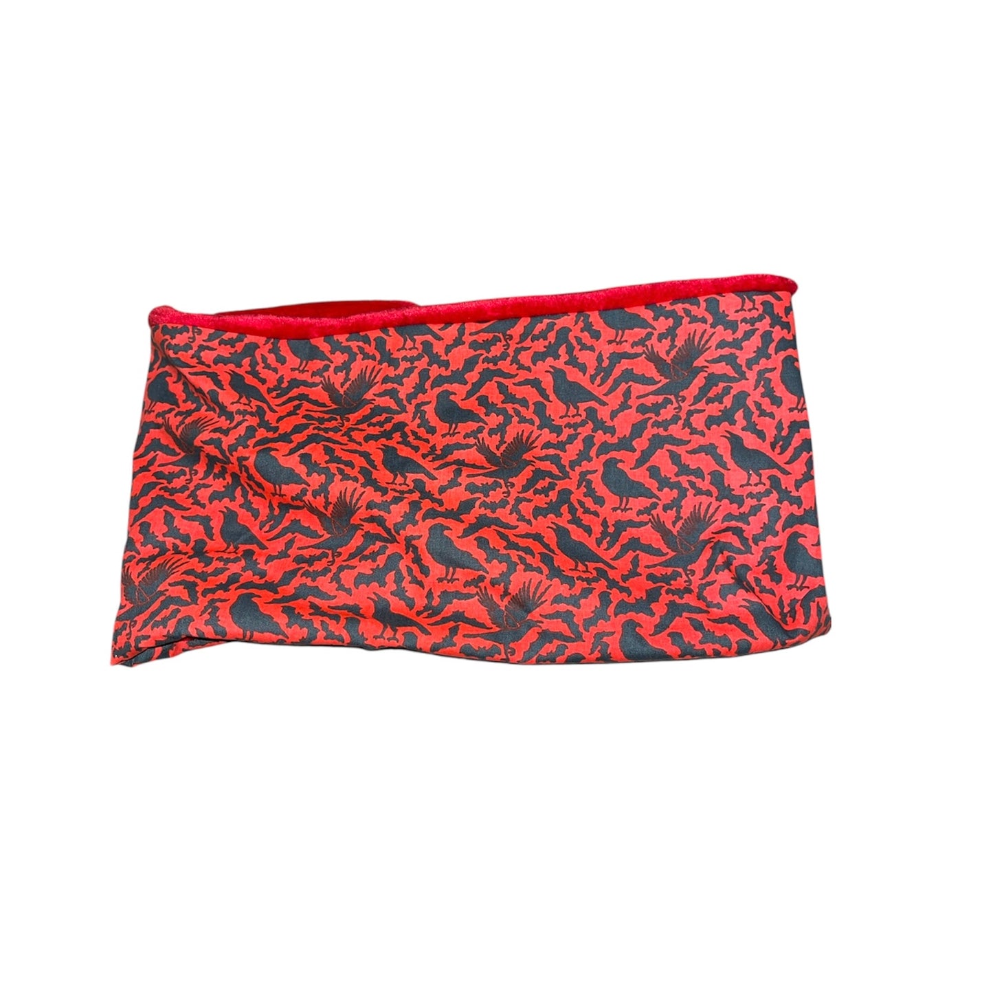 Crow and bat red fleece lined snood