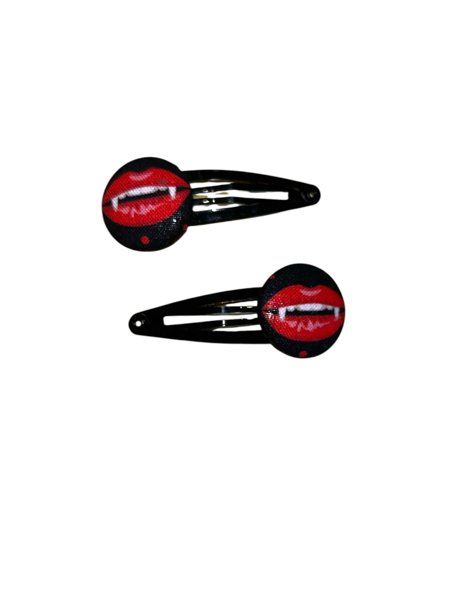 Fabric button hair clips (black)