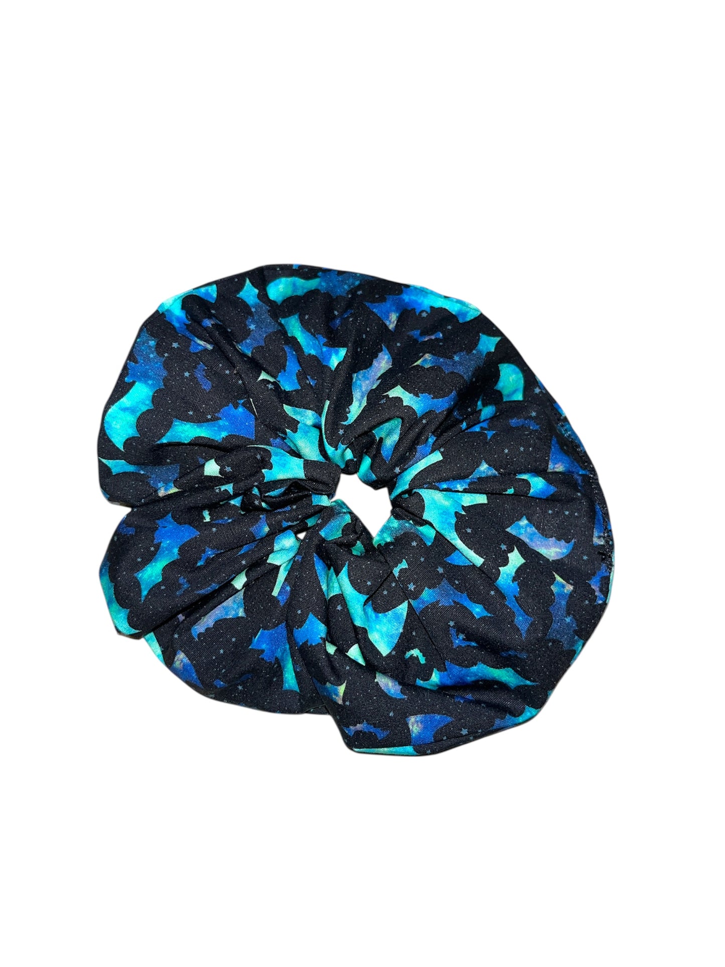 Cosmic blue bat pattern cotton scrunchies
