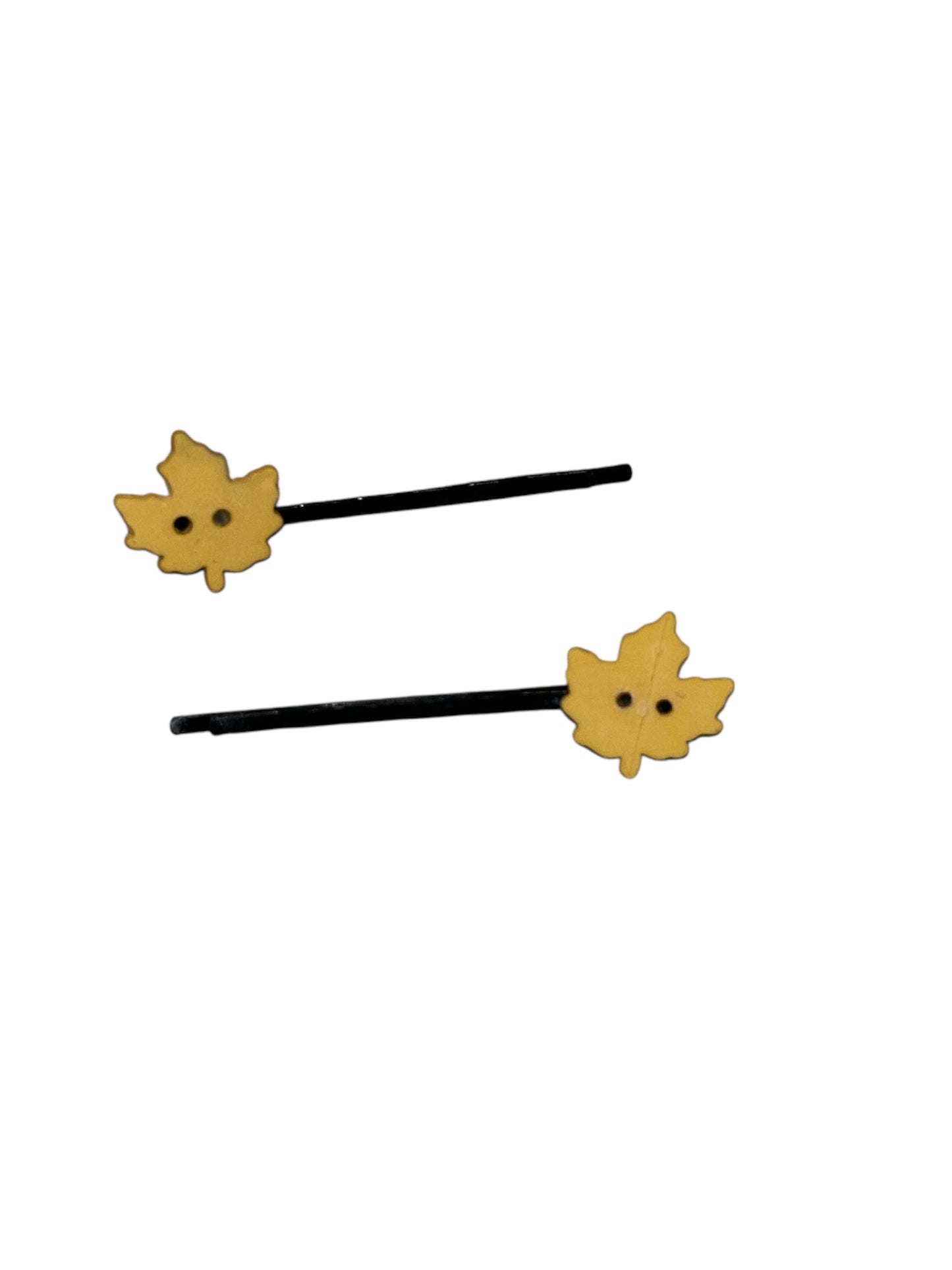 Autumn leaf button hair grips