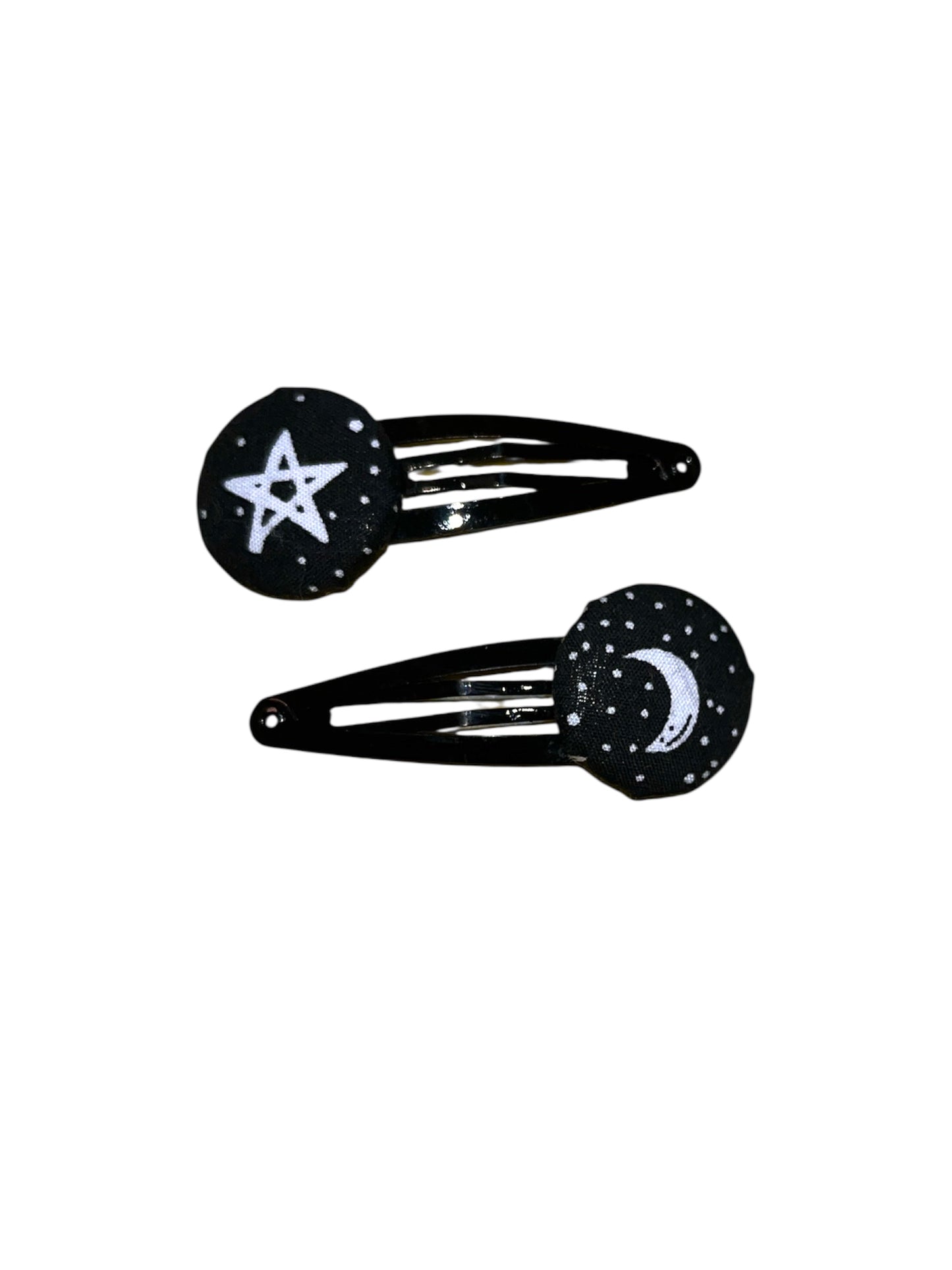 Fabric button hair clips (black)