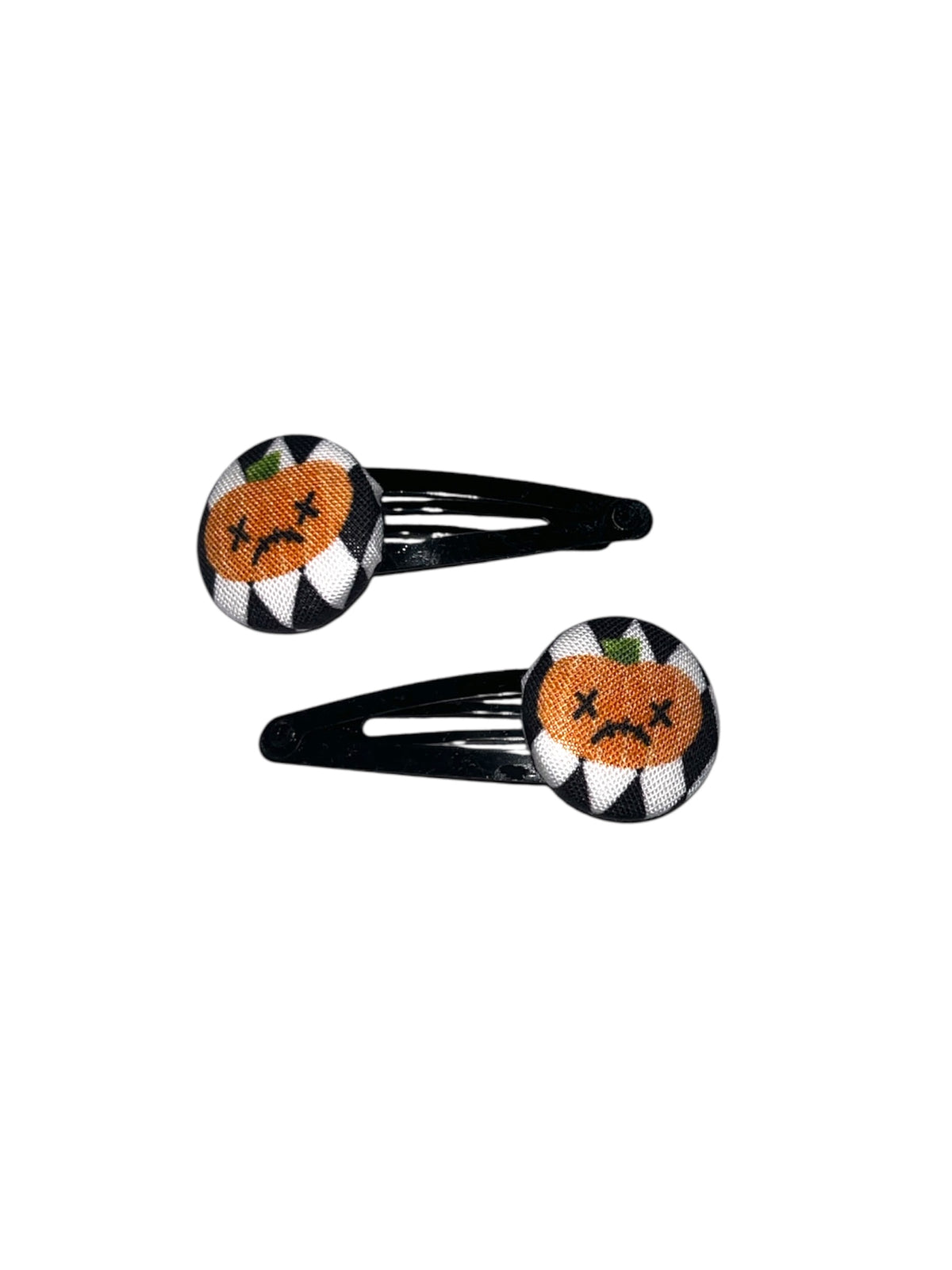 Fabric button hair clips (black)