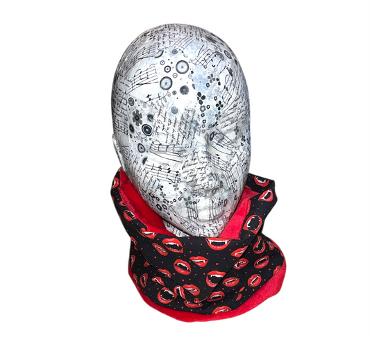Vampire fang red fleece lined snood