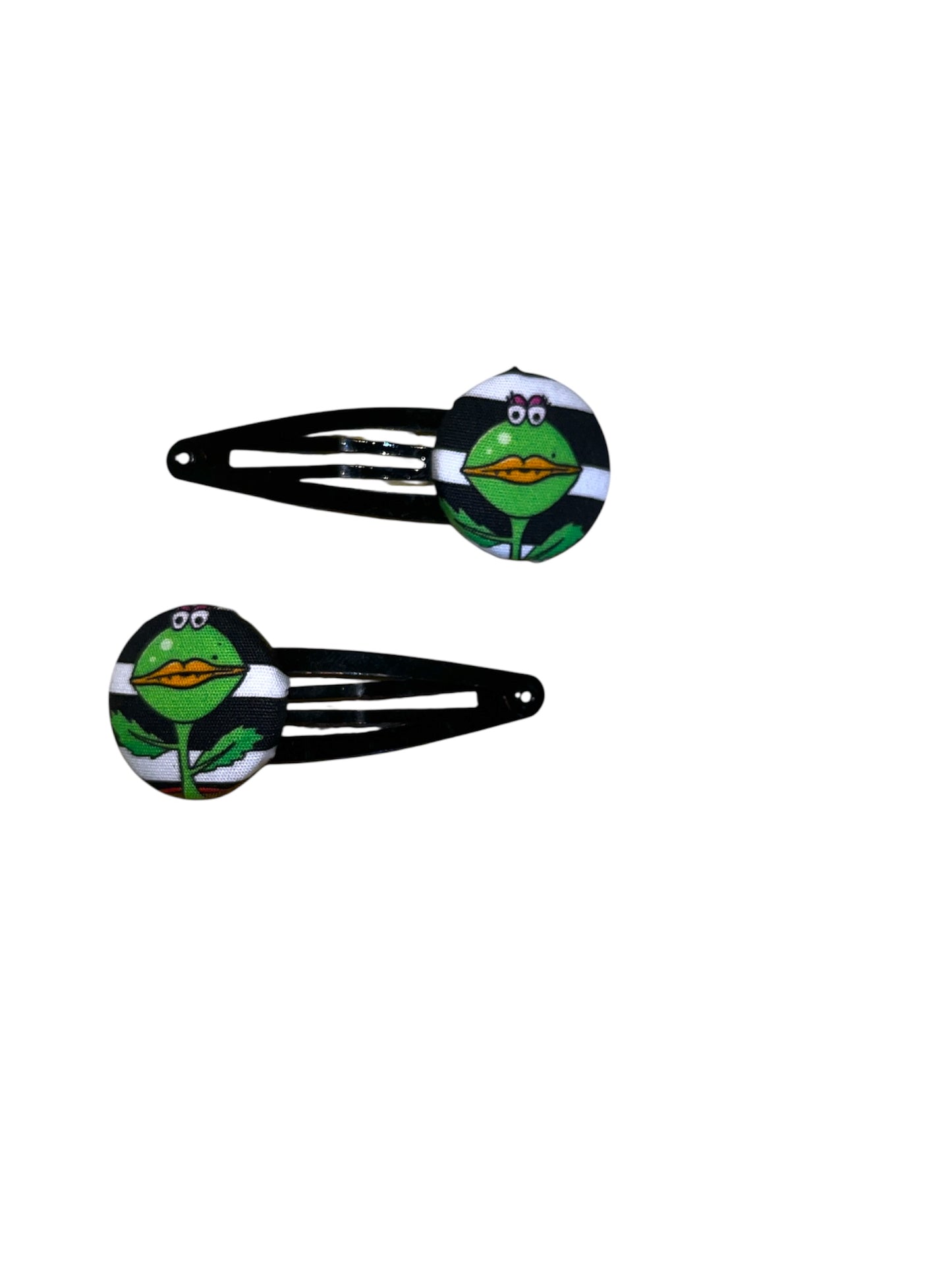 Fabric button hair clips (black)