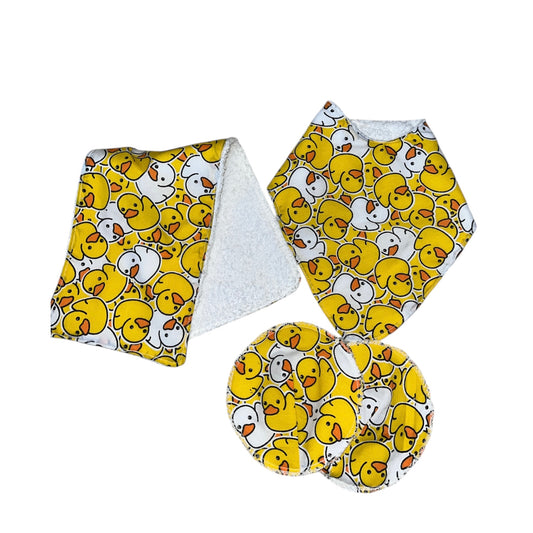 Ducks towelling backed reusable baby set