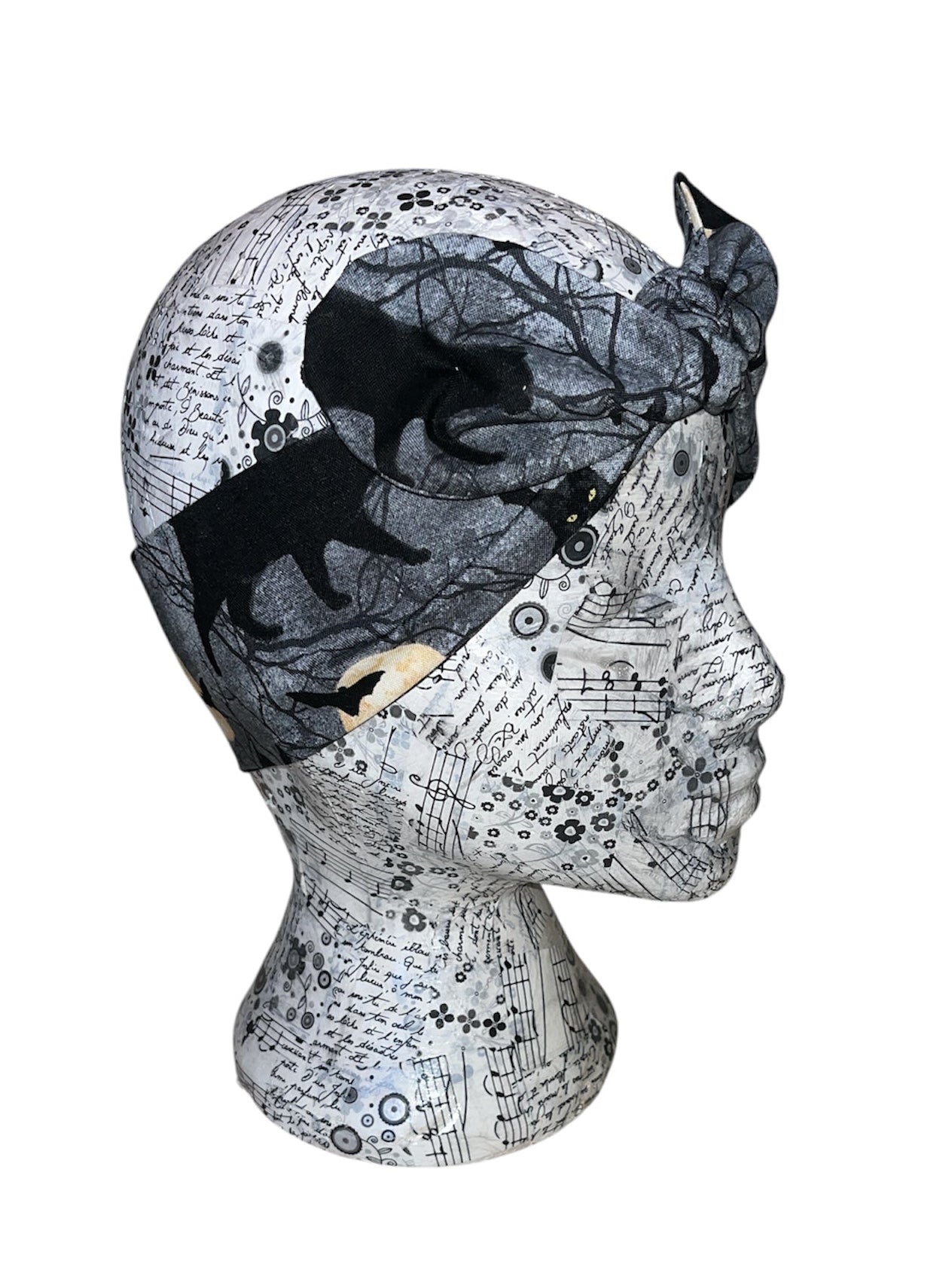 Black cats and moon self tie headband