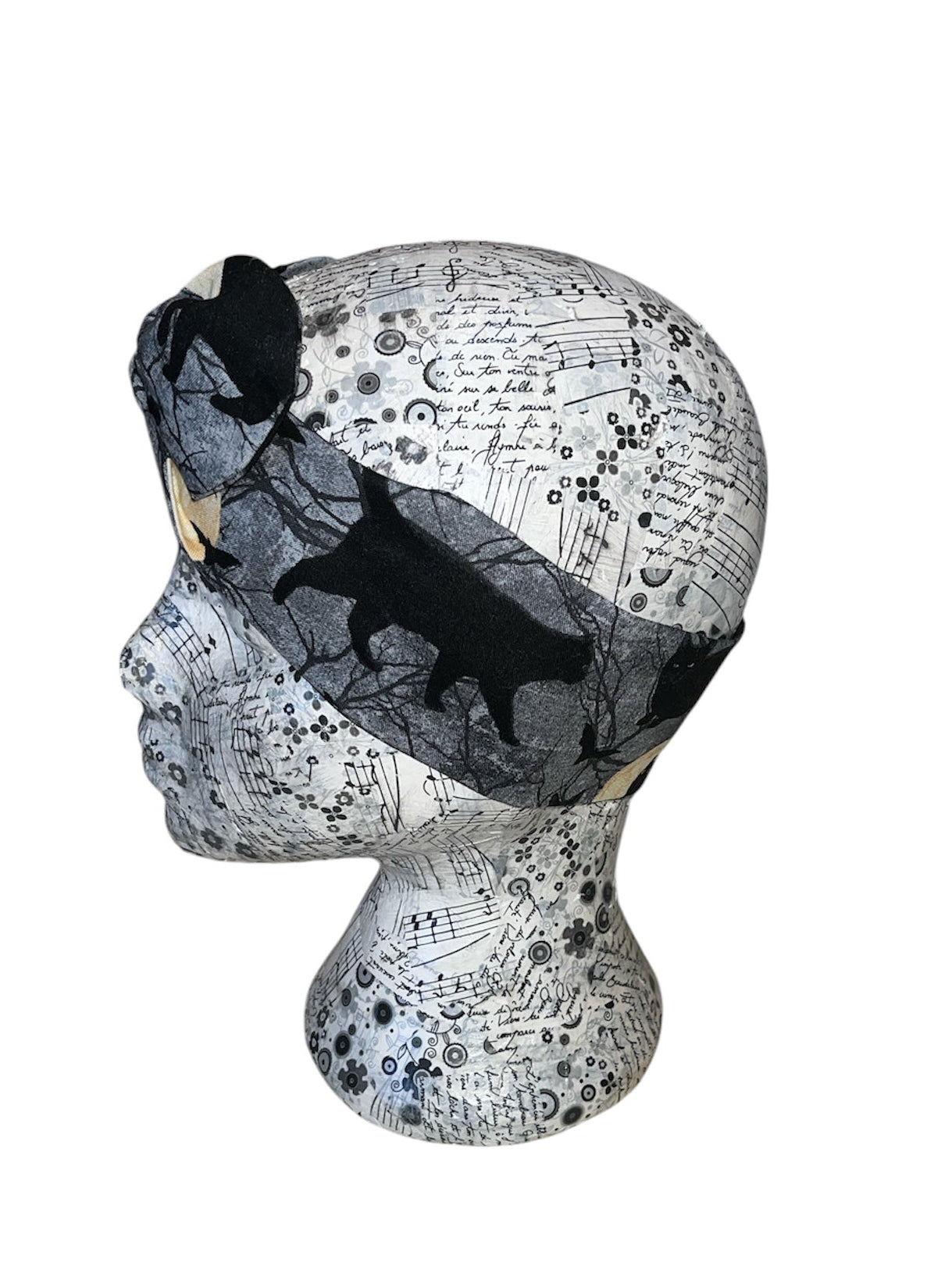 Black cats and moon self tie headband