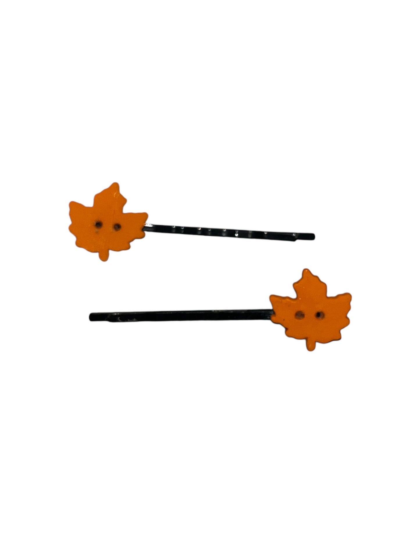 Autumn leaf button hair grips