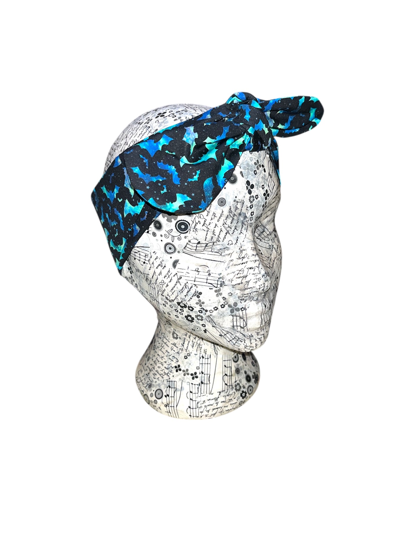 Blue bats self tie/ wired headband