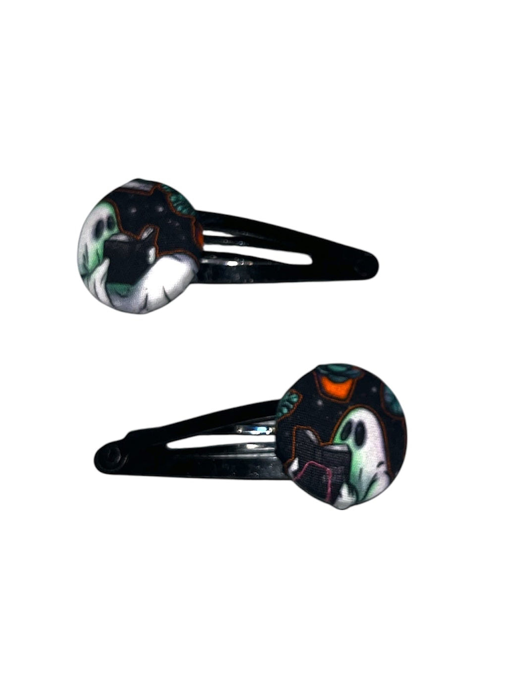 Fabric button hair clips (black)