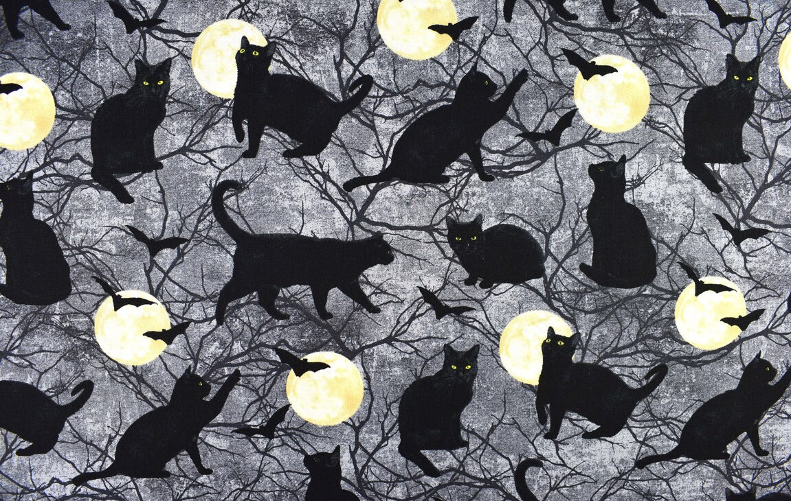 Black cat & moon scrunchies