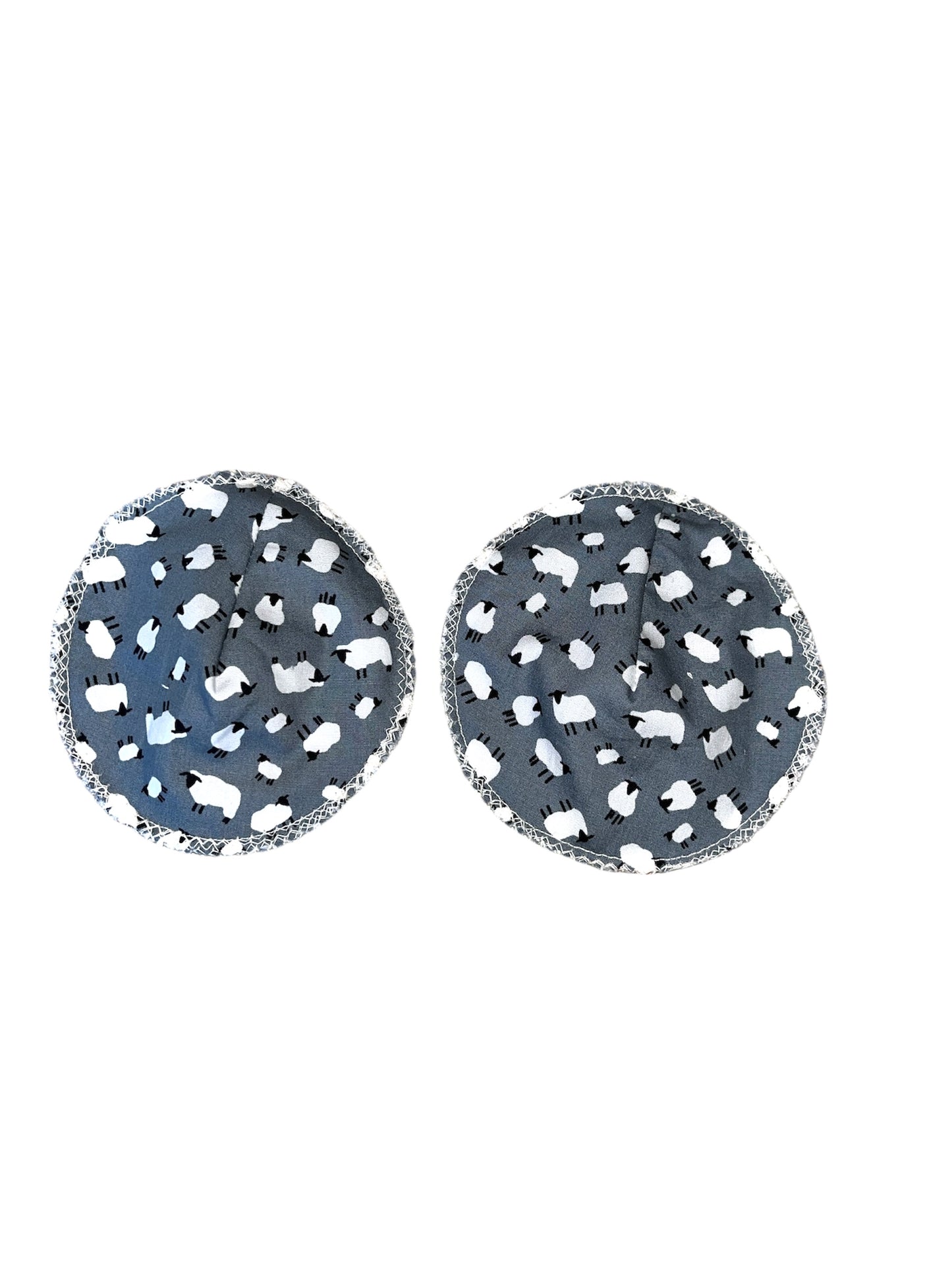 Grey and white sheep towelling backed reusable baby set