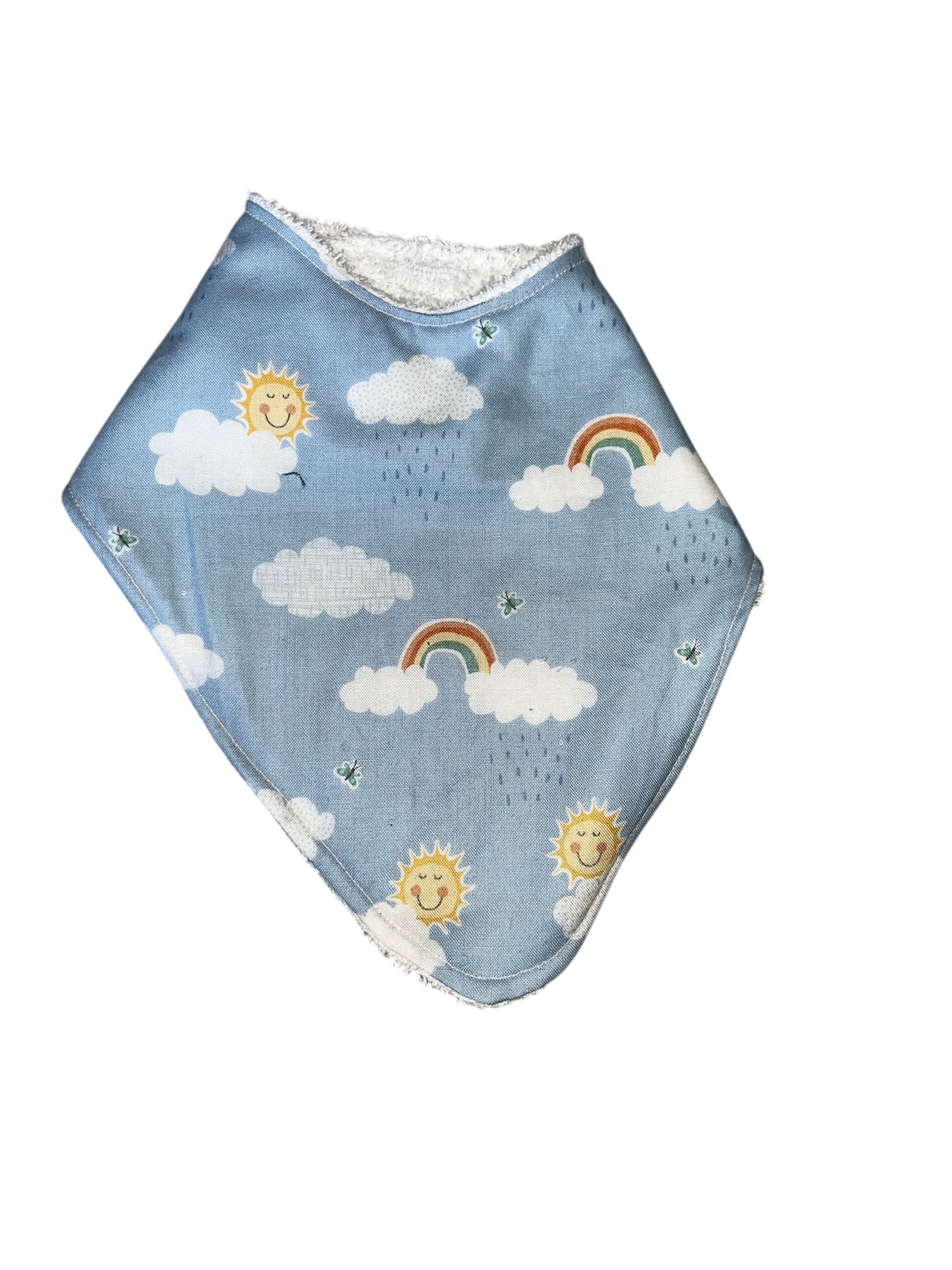 Cute rainbow and sun towelling backed reusable baby set