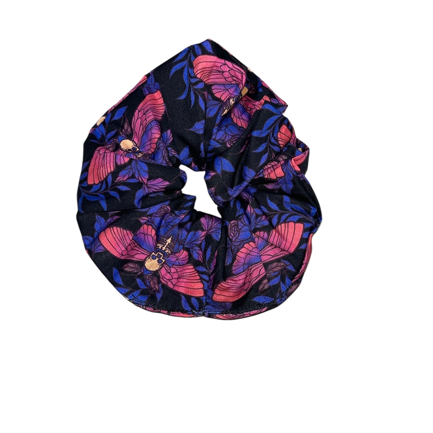 Purple and pink death moth scrunchies