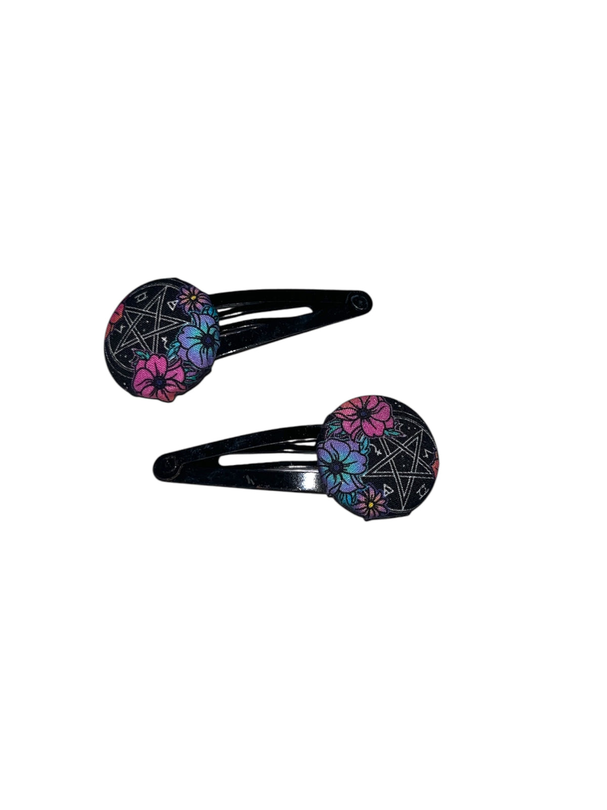 Fabric button hair clips (black)