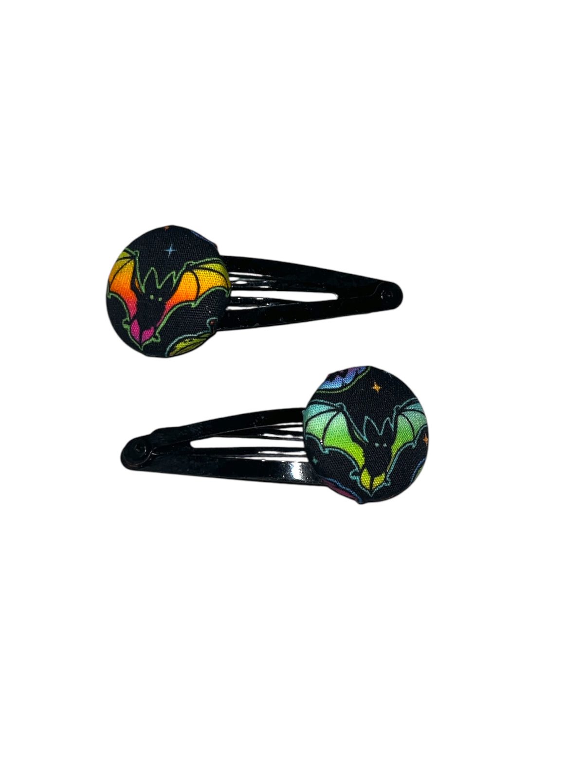 Fabric button hair clips (black)