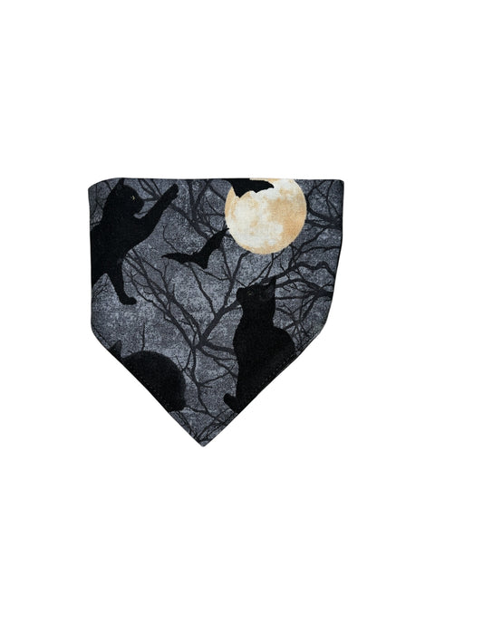 Black cat and moon elasticated cat bandana